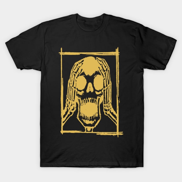 Screaming Skull Ink Art Tattoo Retro Yellow T-Shirt by ebayson74@gmail.com